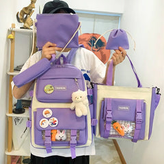 Canvas Backpack School Bags for Teenage Girl Boy Handbags Shoulder Bag