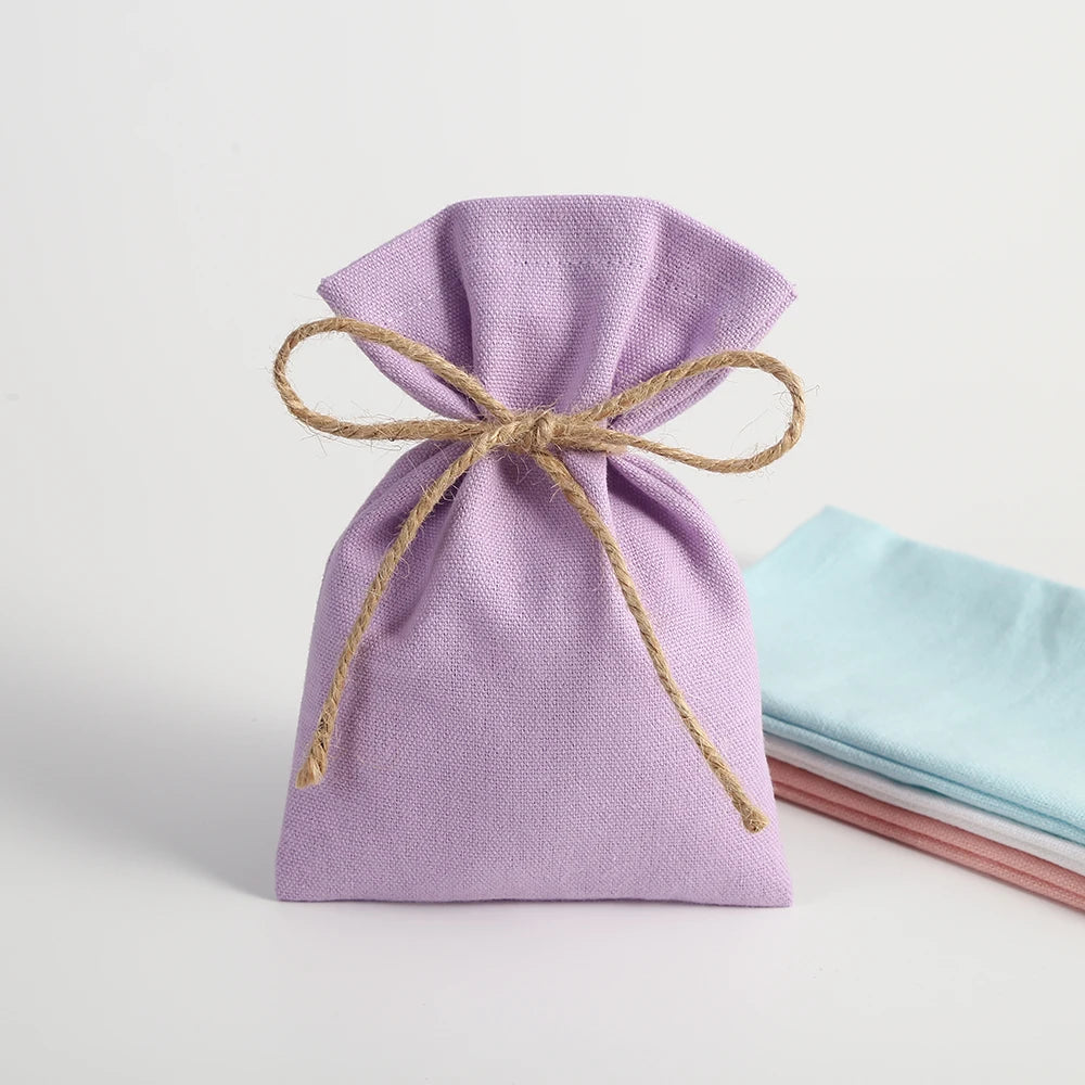 5Pcs Jewelry Organizer Gift Bags Burlap Velvet Drawstring Small Pouch