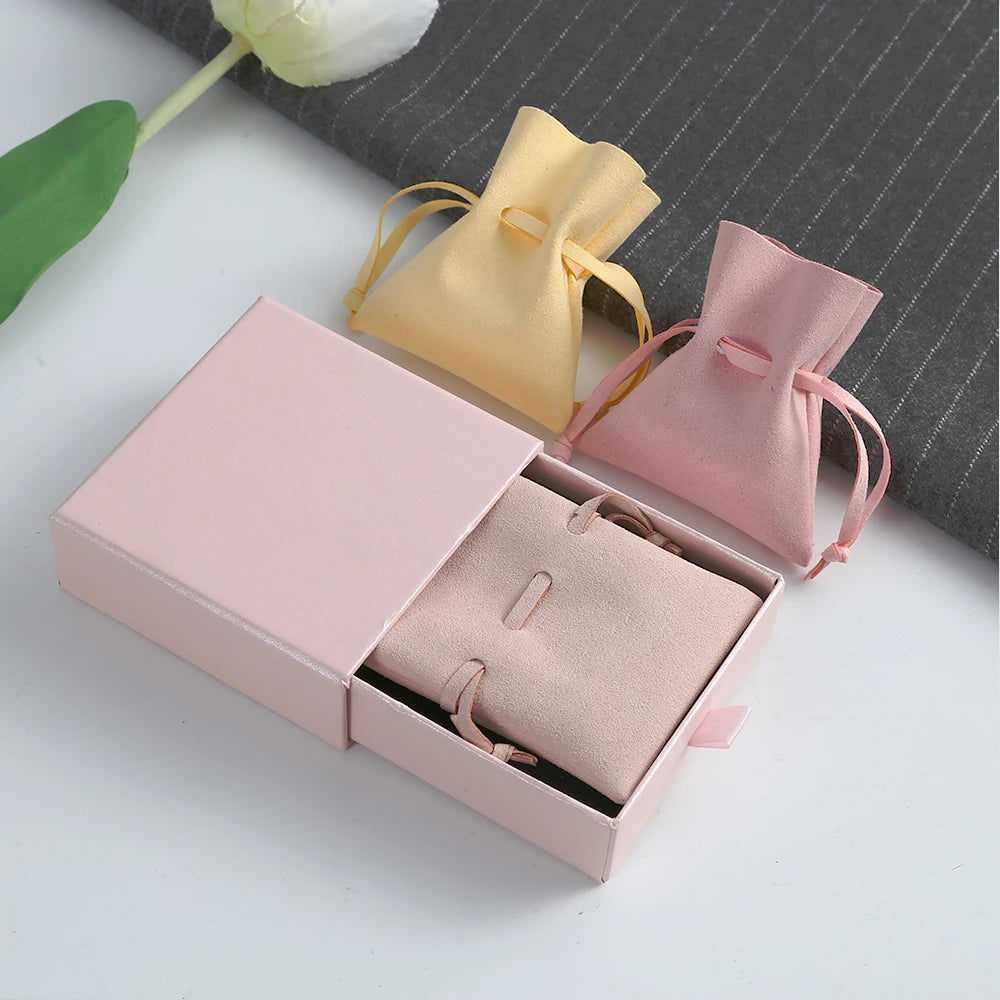5Pcs Microfiber Drawstring Jewelry Pouches for Bracelet Ring