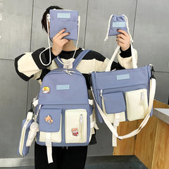 Waterproof Canvas Backpack School Bags for Teenage Girl Boy Ladies Shoulder Bag
