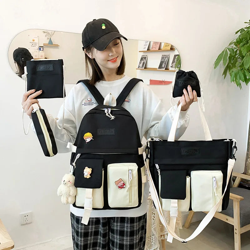Waterproof Canvas Backpack School Bags for Teenage Girl Boy Ladies Shoulder Bag