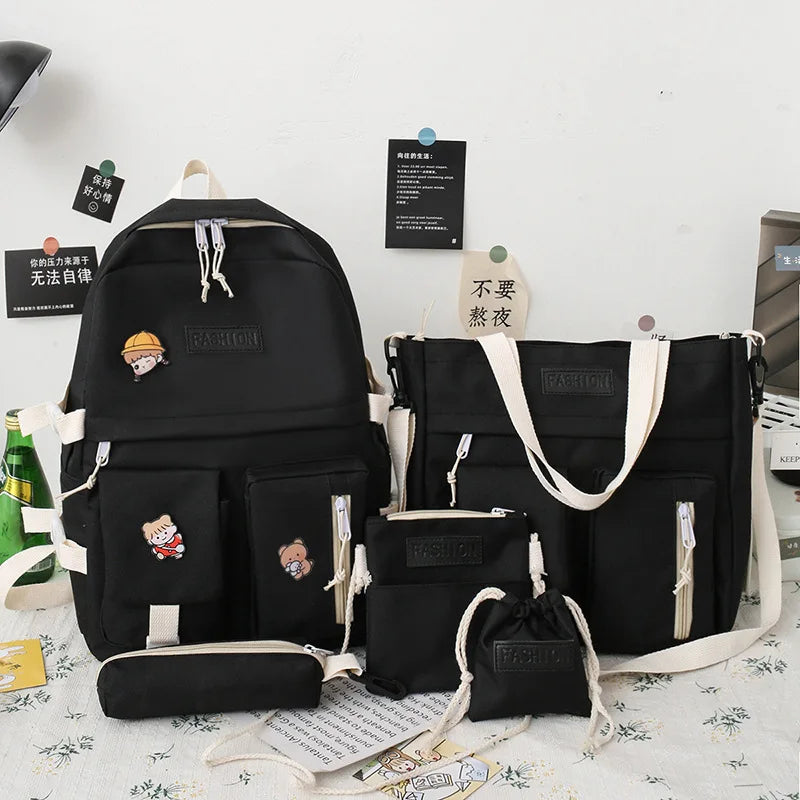 Waterproof Canvas Backpack School Bags for Teenage Girl Boy Ladies Shoulder Bag