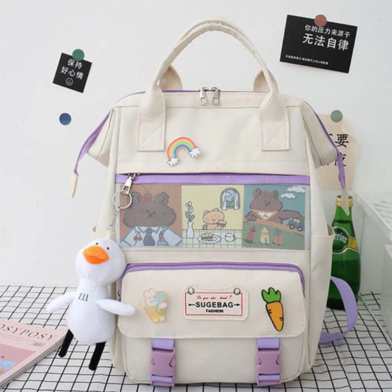 5Pcs Nylon School Backpacks Women Daypack Teen Girls Bookbags Travel Bag