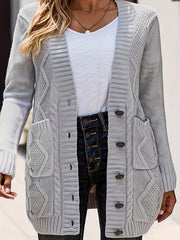 Casual Cardigan Solid Long Sleeve Button Up