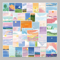 50pcs Landscape Painting Graffiti Stickers Laptop Helmets Water Cup Decoration