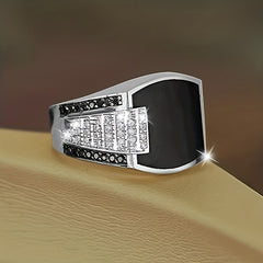 Men's Oil Drip Zircon Ring - Business Engagement Gift