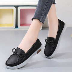 Ruched Trim Bowknot Flat Shoes Low Top Comfortable Walking Shoes