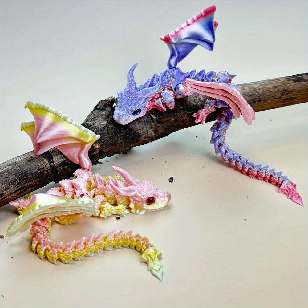 3D Printed Rainbow Dragon Statue Home Decor