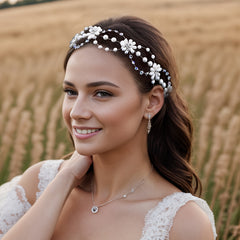 Floral & Cross Beaded Bridal Headpiece HP625