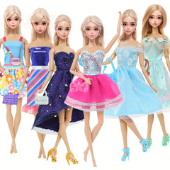 3pcs Doll Clothes Set for 11.5in Doll w/ Short Skirt, Handbag, High Heels