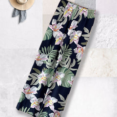 Floral Print High Waist Straight Leg Pants