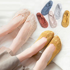 Floral Lace No Show Socks Soft Lightweight Ankle Stockings