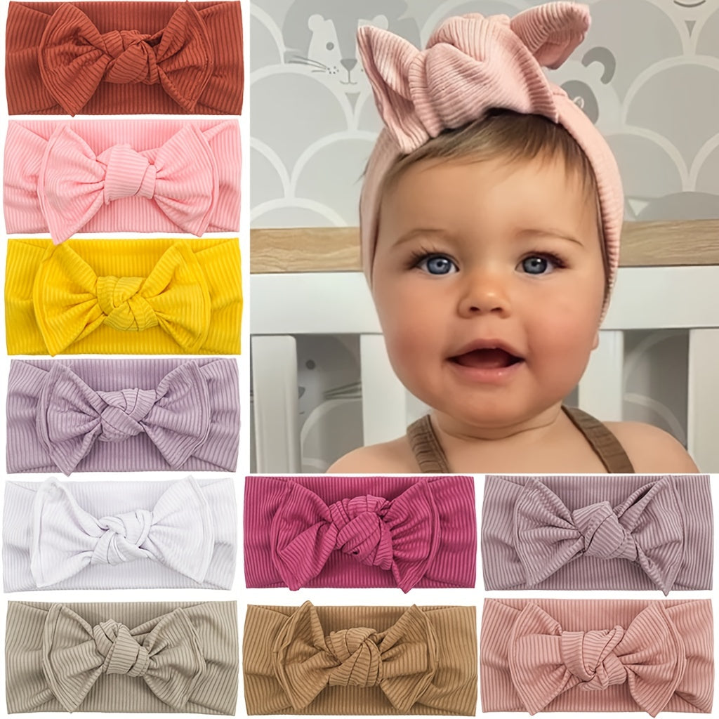 Elastic Bow Ribbed Wide Brim Headband Soft Comfortable
