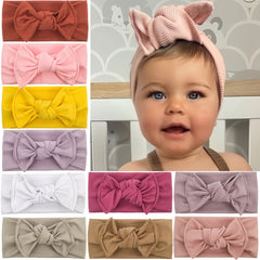 Elastic Bow Ribbed Wide Brim Headband Soft Comfortable