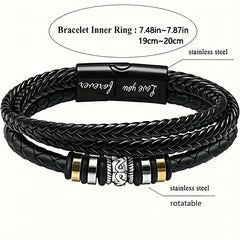 Inspirational Leather Bracelet for Son/Grandson - Always With You