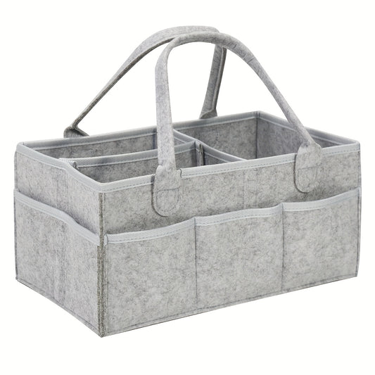 Grey Felt Cloth Mommy Basket Diaper Bag Storage Box
