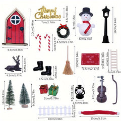 20pcs Mini Fairy Tale Scene Props Wooden Elf Door DIY Christmas Decorations