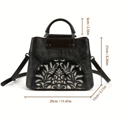 Vintage Embossed Women's Handbag - Fashionable & Spacious Shoulder Bag