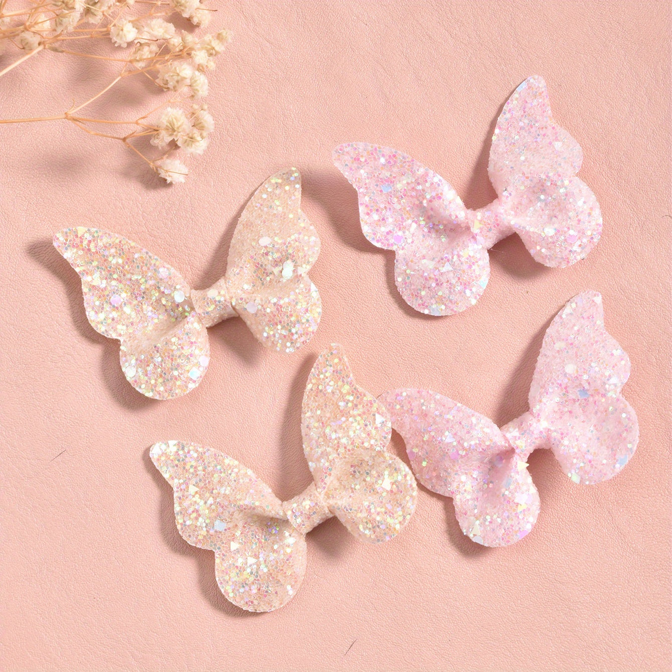 4pcs Girls Butterfly Hair Clip Set Glitter Sequin Side Clip Headwear Gift