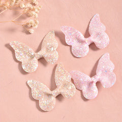 4pcs Girls Butterfly Hair Clip Set Glitter Sequin Side Clip Headwear Gift