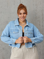 Fringe Trim Crop Denim Jacket