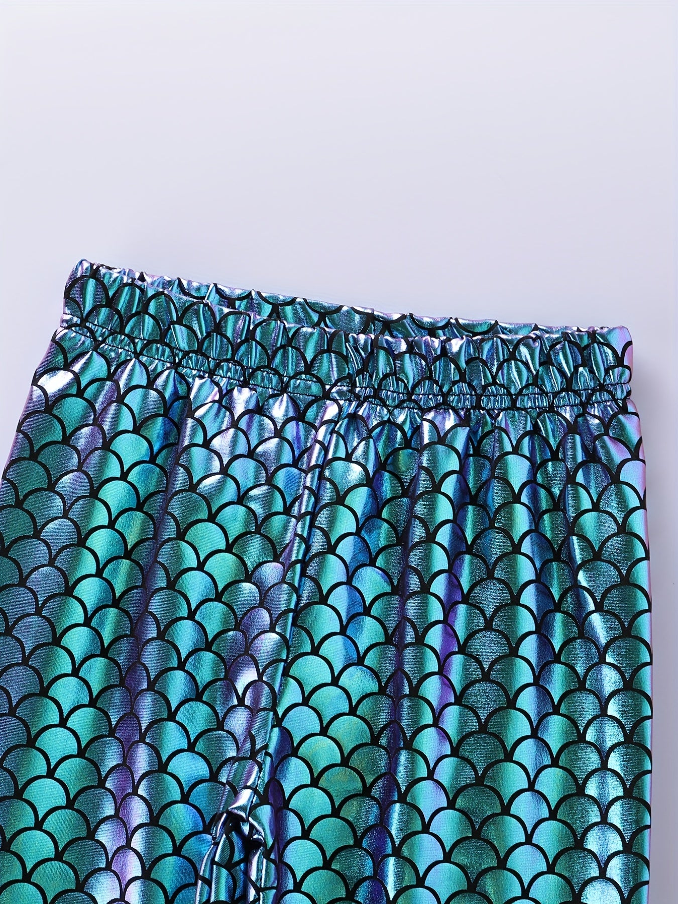 Girls Mermaid Party Footless Leggings Stretch Toddler Kids Halloween Party Pants