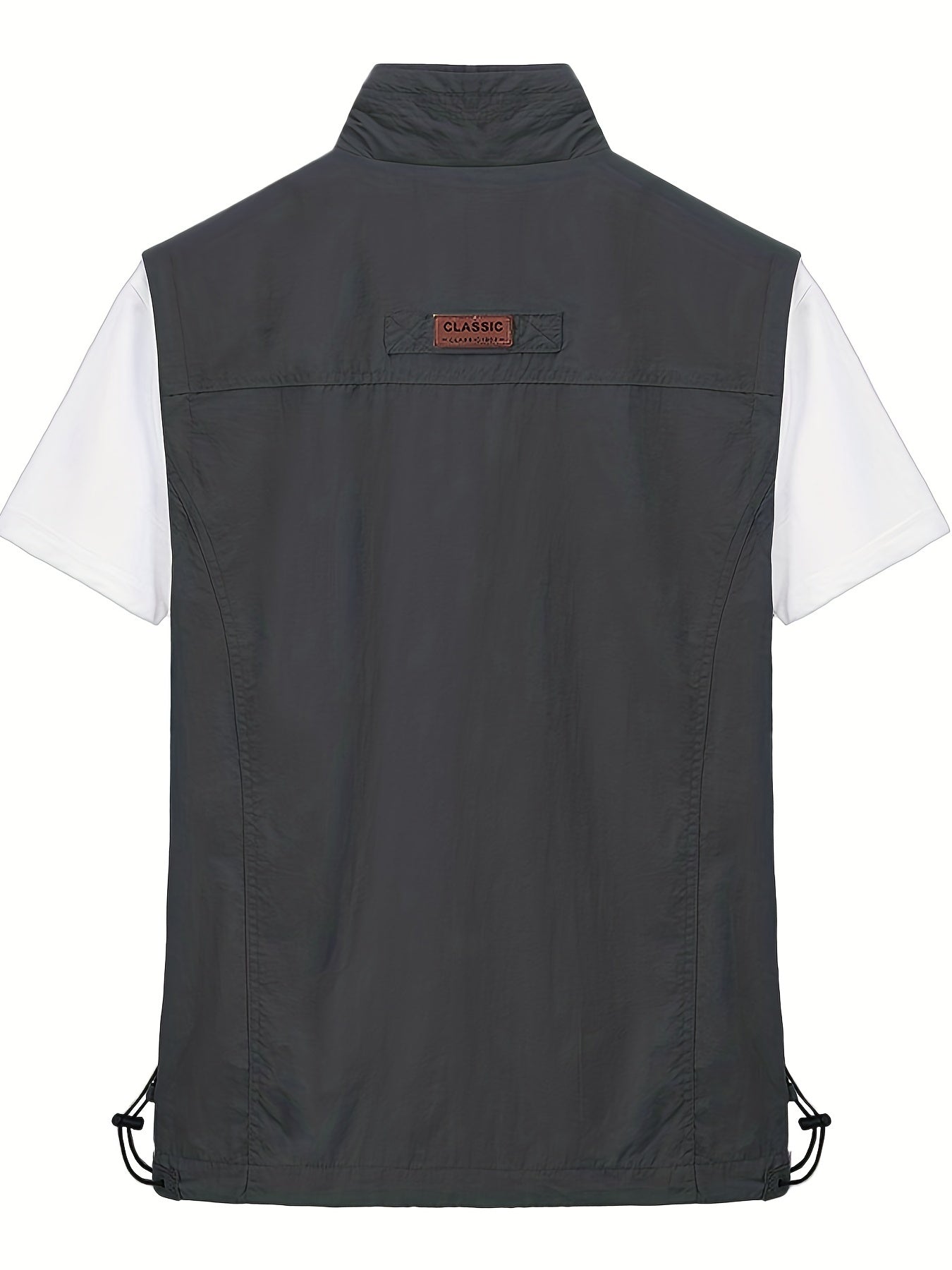 Men's Zipper Pockets Cargo Vest Stand Collar Zip Up Outwear