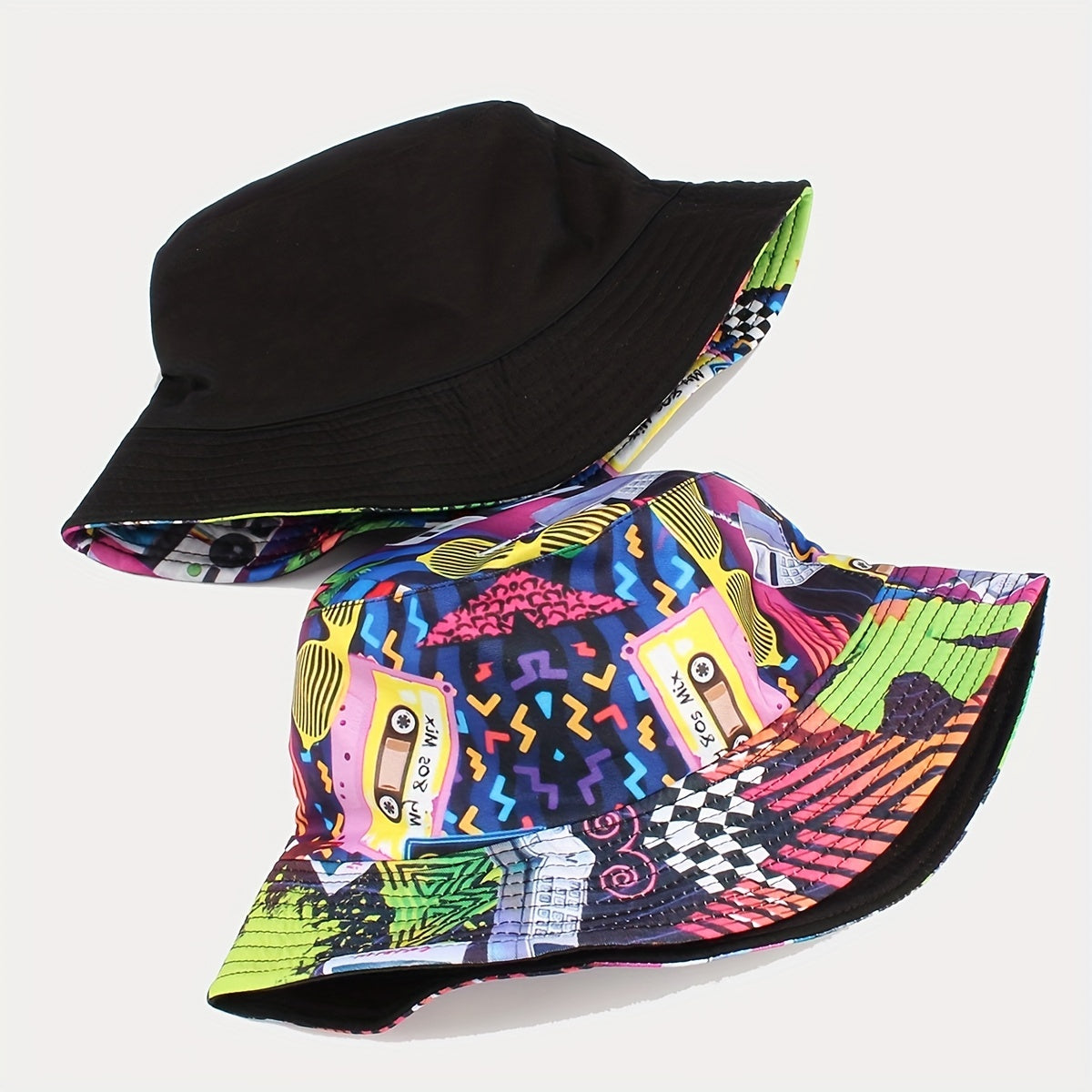 Nostalgic Cassette Pattern Fisherman Hat for Men