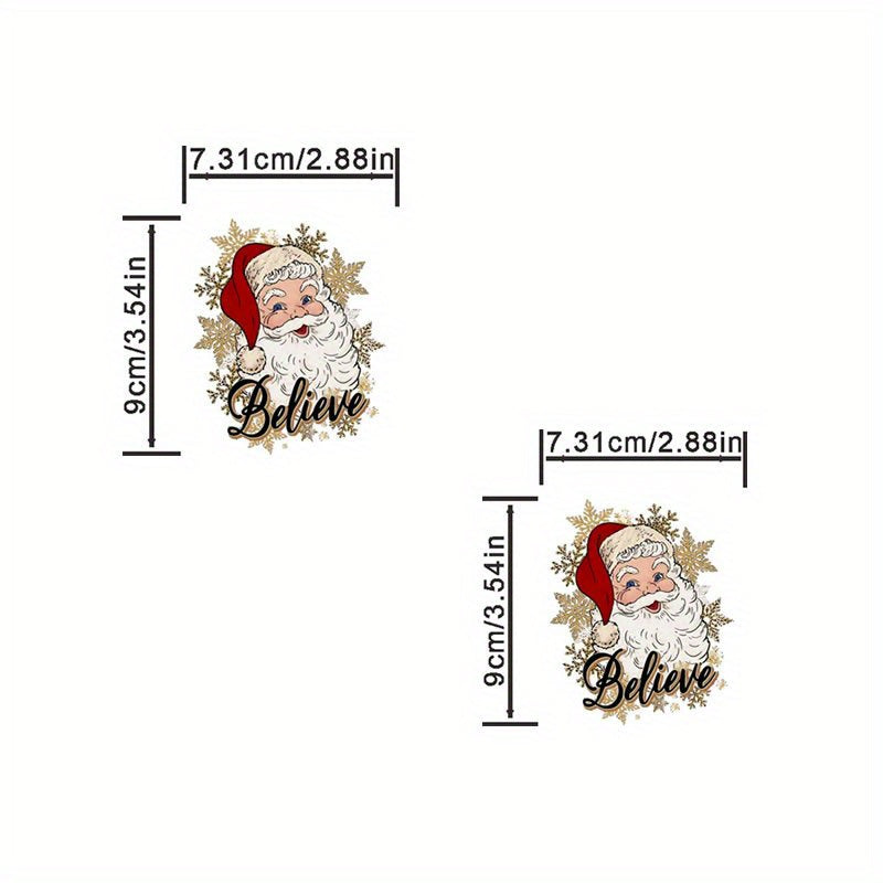 2pcs Santa Claus Christmas Iron on Letter Transfers T Shirts
