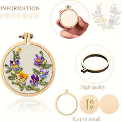 10pcs Mini Wood Hoop Ring DIY Pendant Embroidery Frame