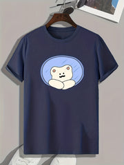 Bear Print Men's Graphic T shirt Casual Comfy Tees For Summer