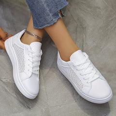Women's Breathable Mesh Panel Sneakers Lace Up Low Shoes