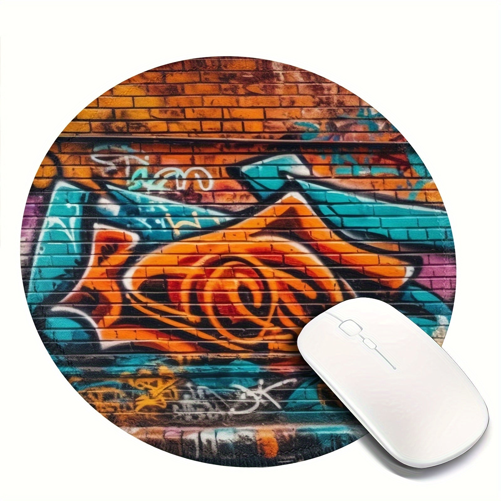 Doodle Pattern Round Mouse Pad 20x20cm for Games Home Office