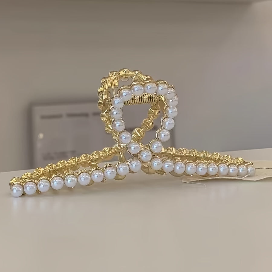 Minimalist Pearl Hair Claw Clips Non slip Women Girls Hair Accessories