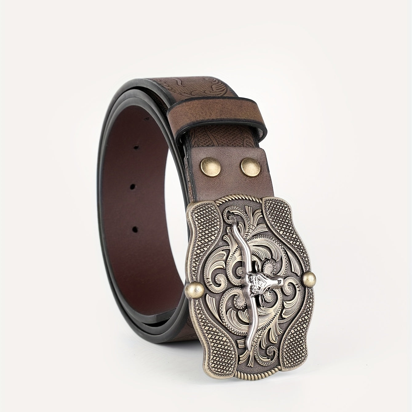Embossed Leather Belt Vintage Casual Business Belt For Men