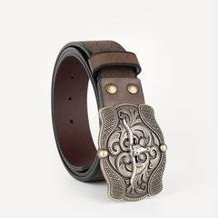 Embossed Leather Belt Vintage Casual Business Belt For Men
