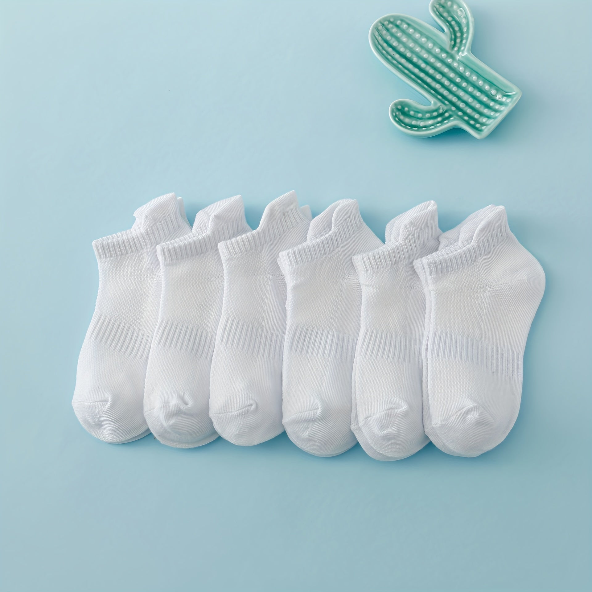 6 Pairs Kids Breathable Mesh Ankle Socks for Girls Boys