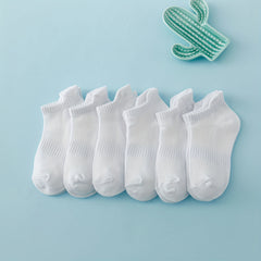 6 Pairs Kids Breathable Mesh Ankle Socks for Girls Boys