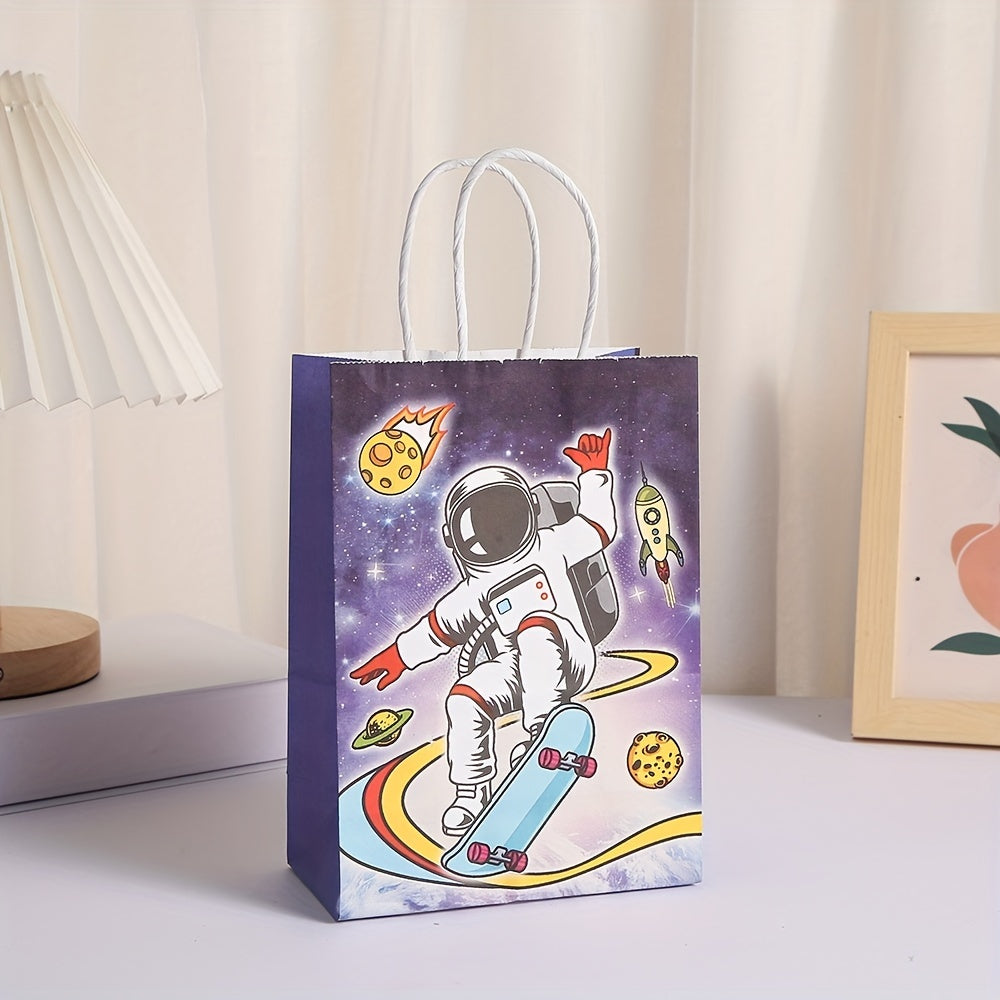 6pcs Spaceman Theme Party Supplies Candy Bag Birthday Gift Wrapping Bags