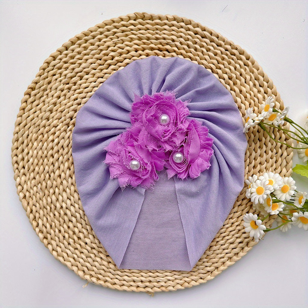 Baby Girls Flowers Decor Cap Soft Elastic Head Wrap