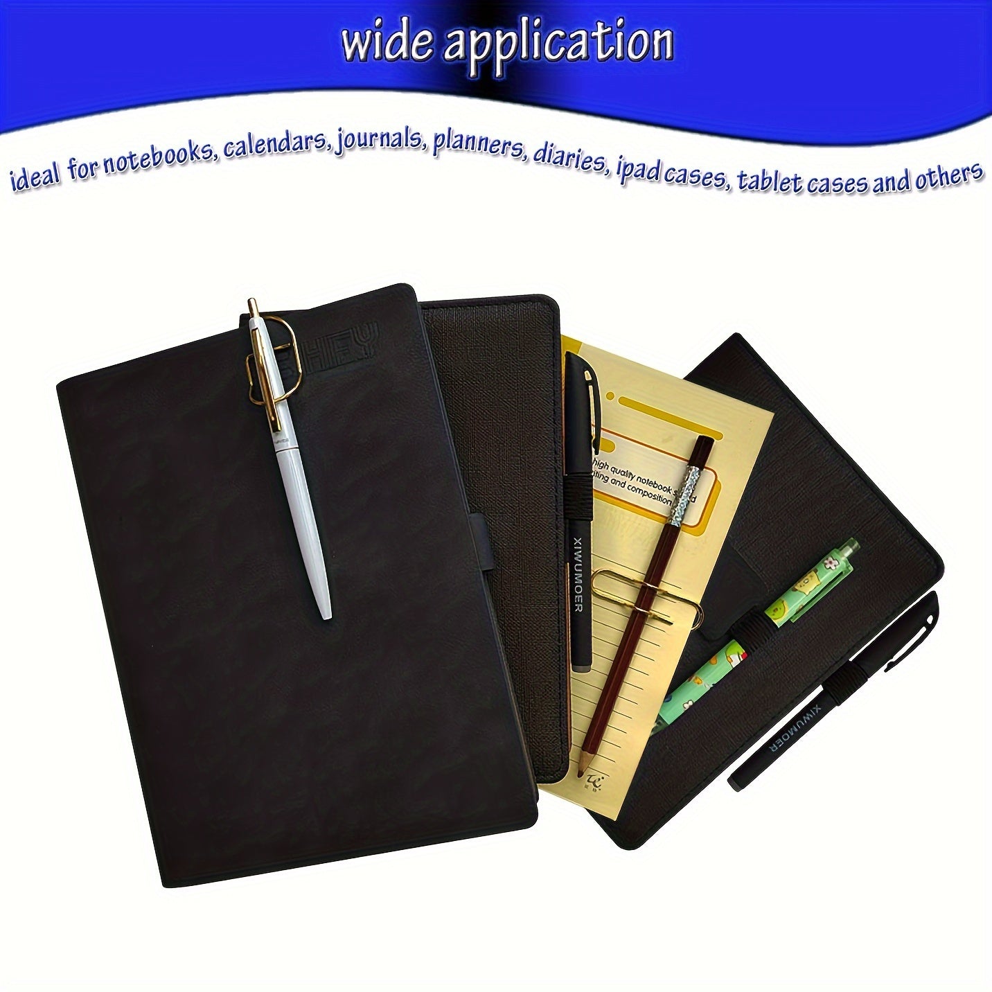 8pcs Adhesive Stainless Steel Pen Holder for Notebooks Journals Planners