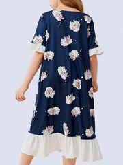 Sheep Print PJ Ruffle Nightgown for Girls