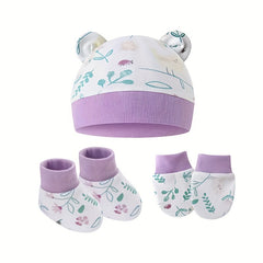 5pcs Baby Tire Hat Set with Anti-scratch Gloves & Foot Cover