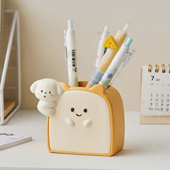 Resin Little Rabbit Tummy Time Toast Pen Holder