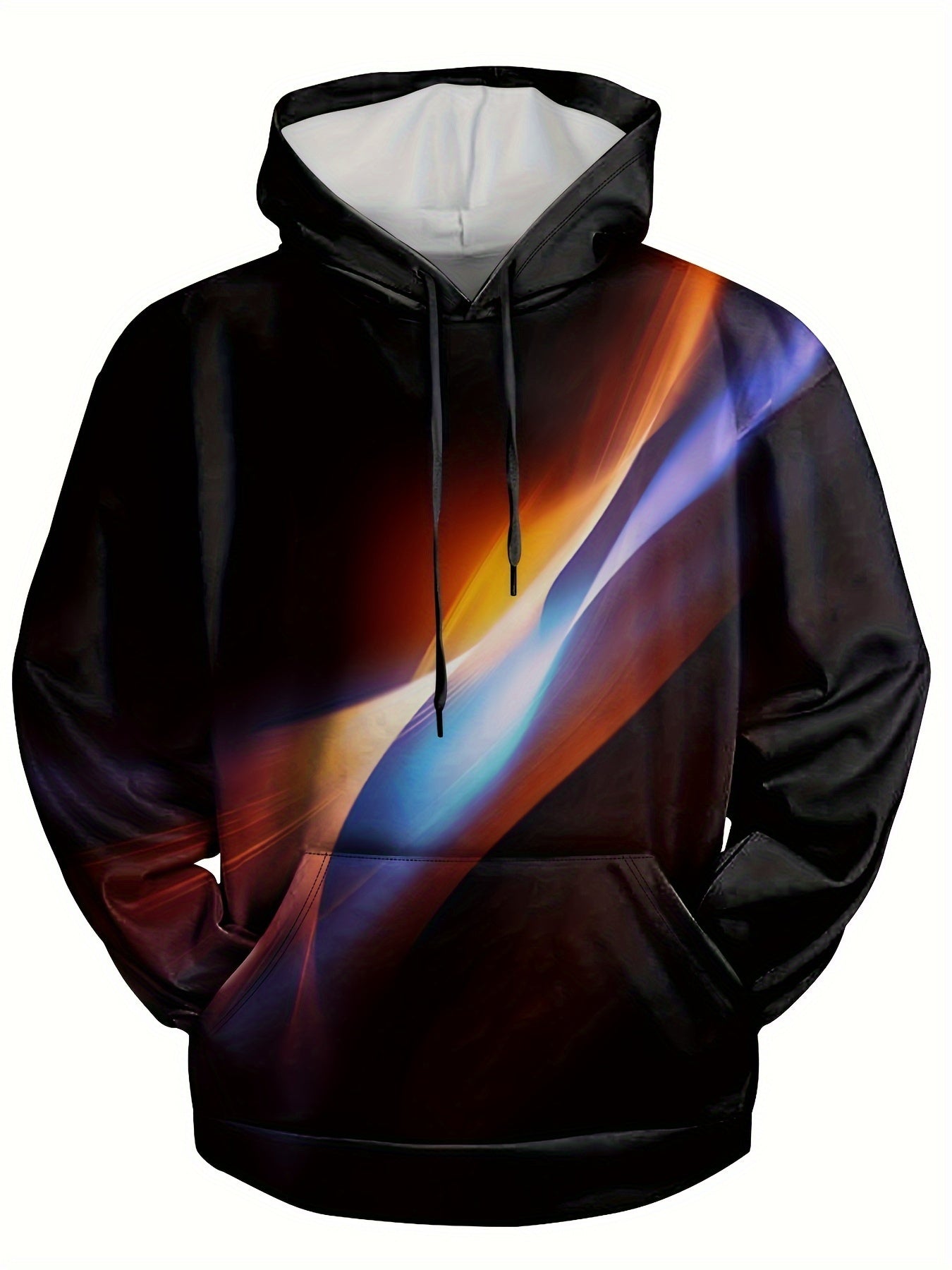 Colorful Light Print Hoodies Men Comfy Loose Pullover Autumn Winter