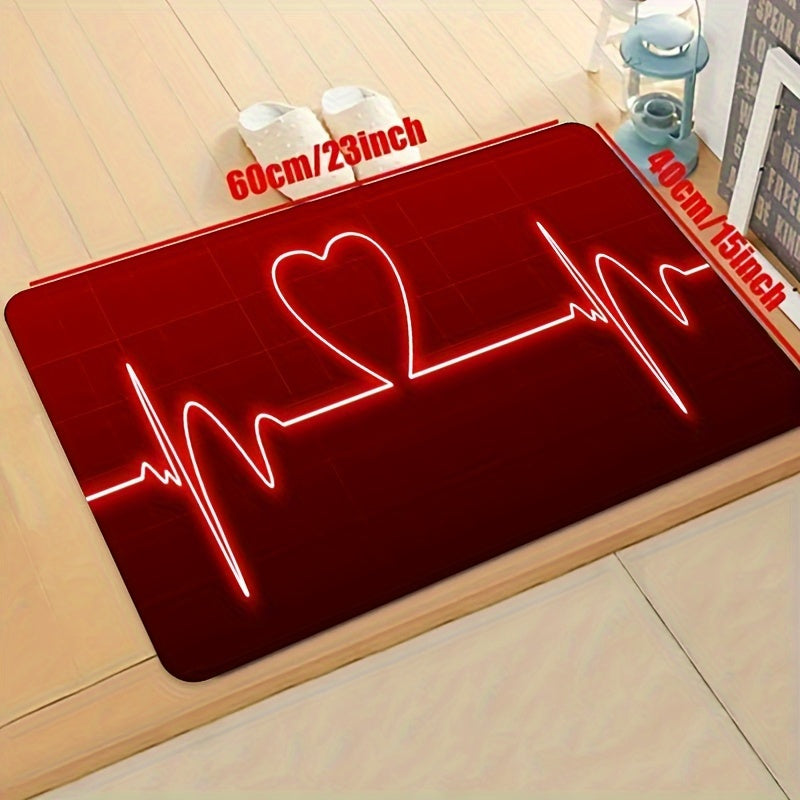 Heartbeat Picture Pattern Rug Decorative Floor Mat Machine Washable Car