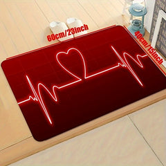 Heartbeat Picture Pattern Rug Decorative Floor Mat Machine Washable Car