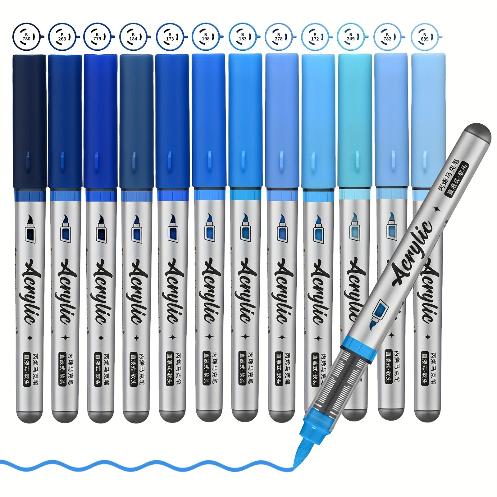 Acrylic Markers Set 12 Art Markers Brush Tip Acrylic Painter marker