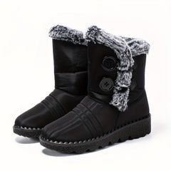 Faux Fur Lined Thermal Snow Boots Plush Round Toe Flat Winter Shoes