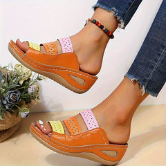 Women's Summer Sandals Comfortable Slip-On Flip Flops with Arch Support